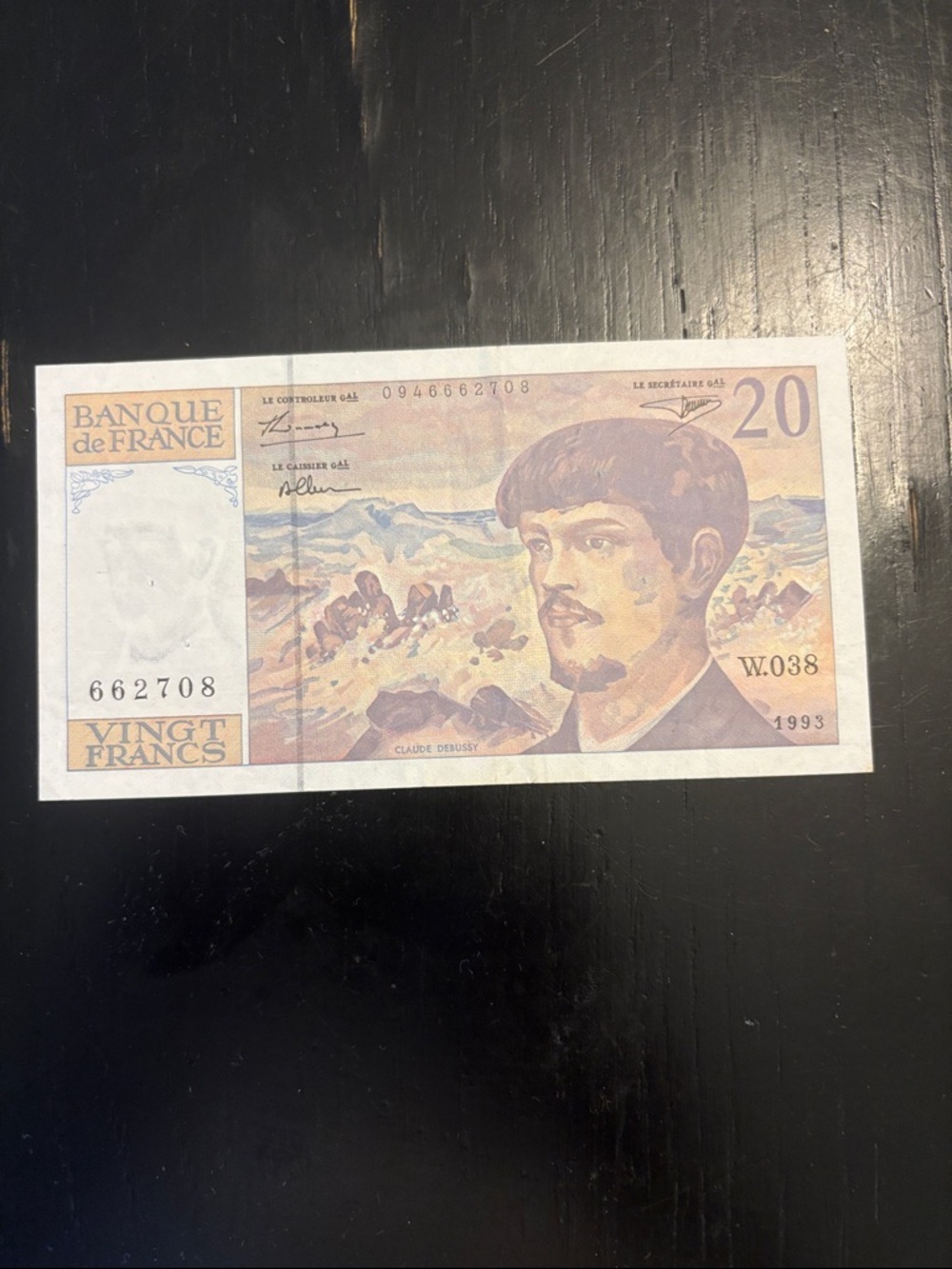20 Francs Decorative Art Print in Beige and Tan